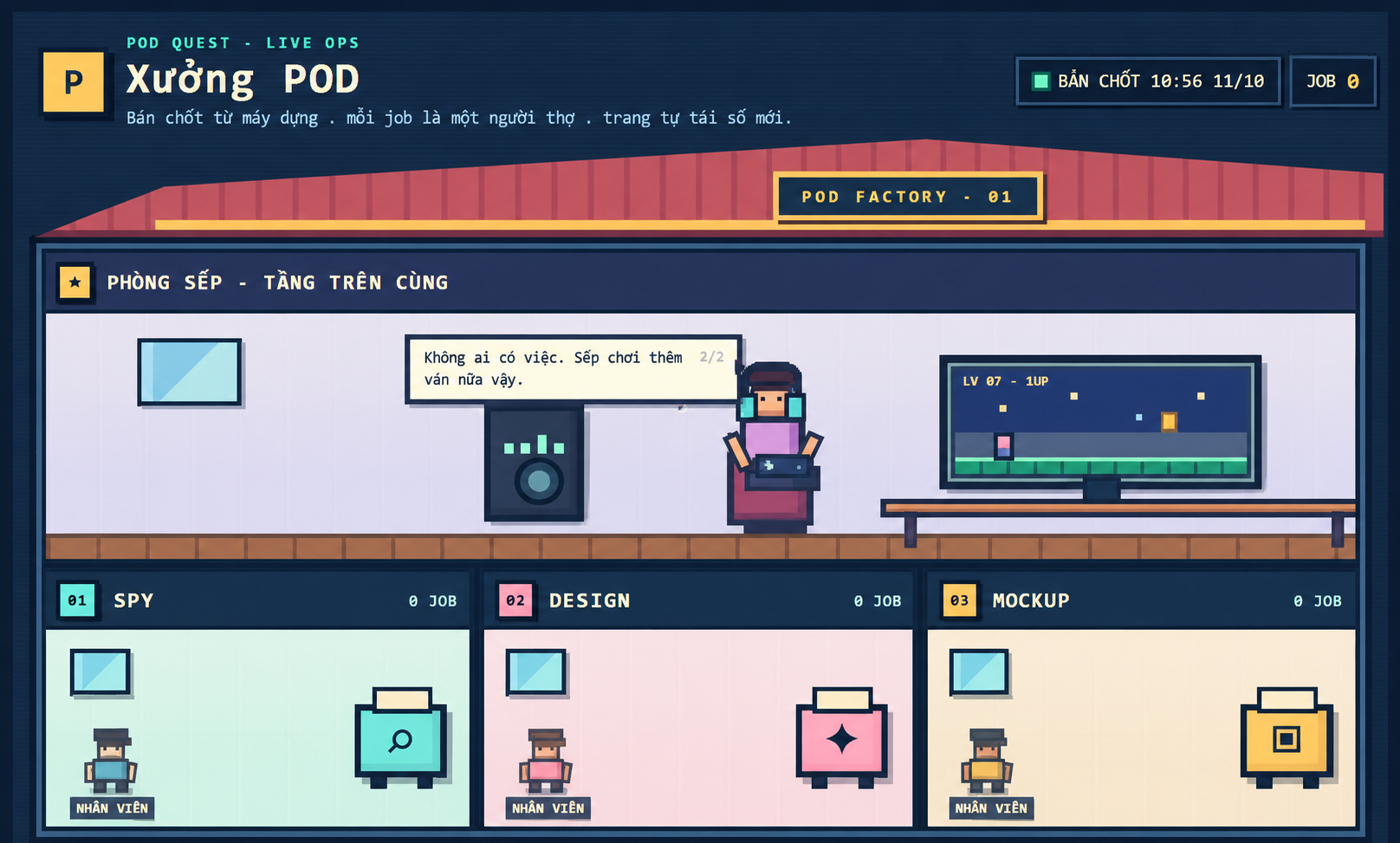 Actual POD workshop screen showing research, design and mockup workstations